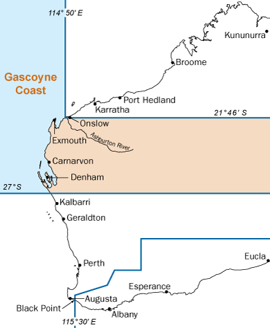 Westeran Australia map with gascoyne bioregion highlighted